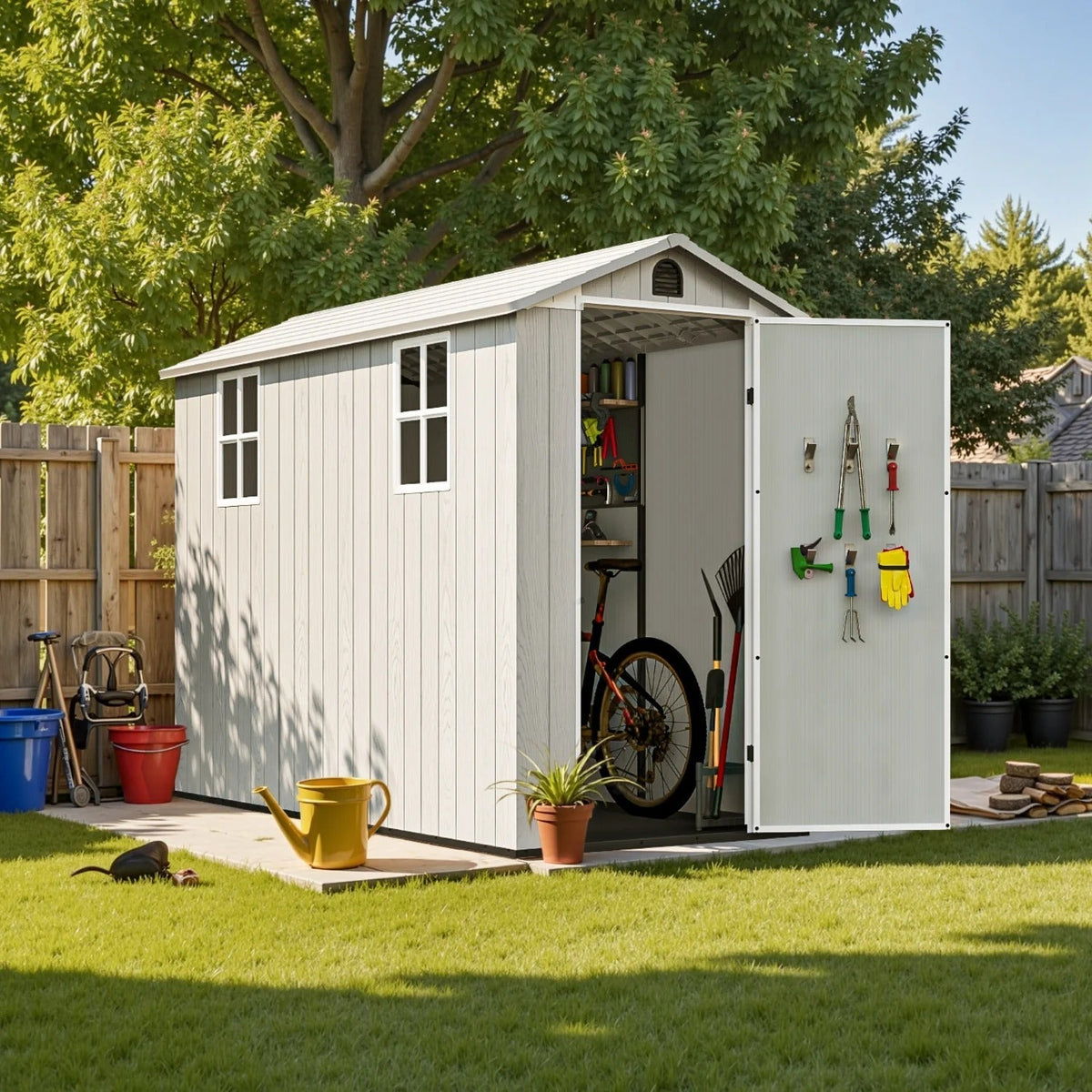 Patiowell Fit-it 4x8 Plastic Storage with Floor, Gray