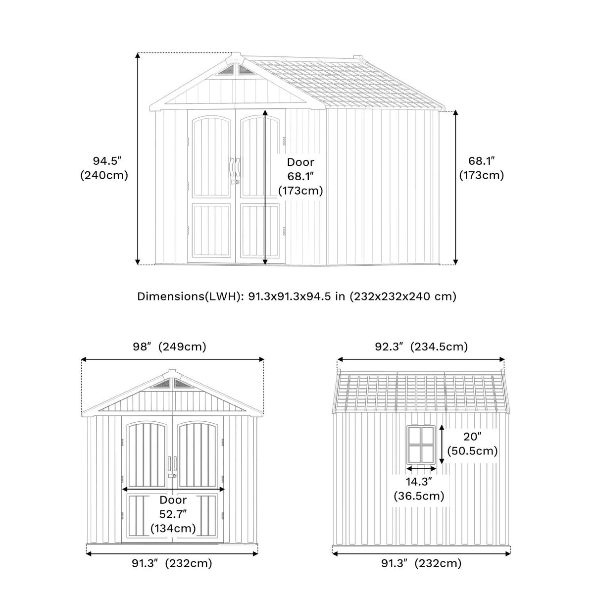 Kick-it 8x8 Plastic Storage Shed with Floor and Lights, Brown