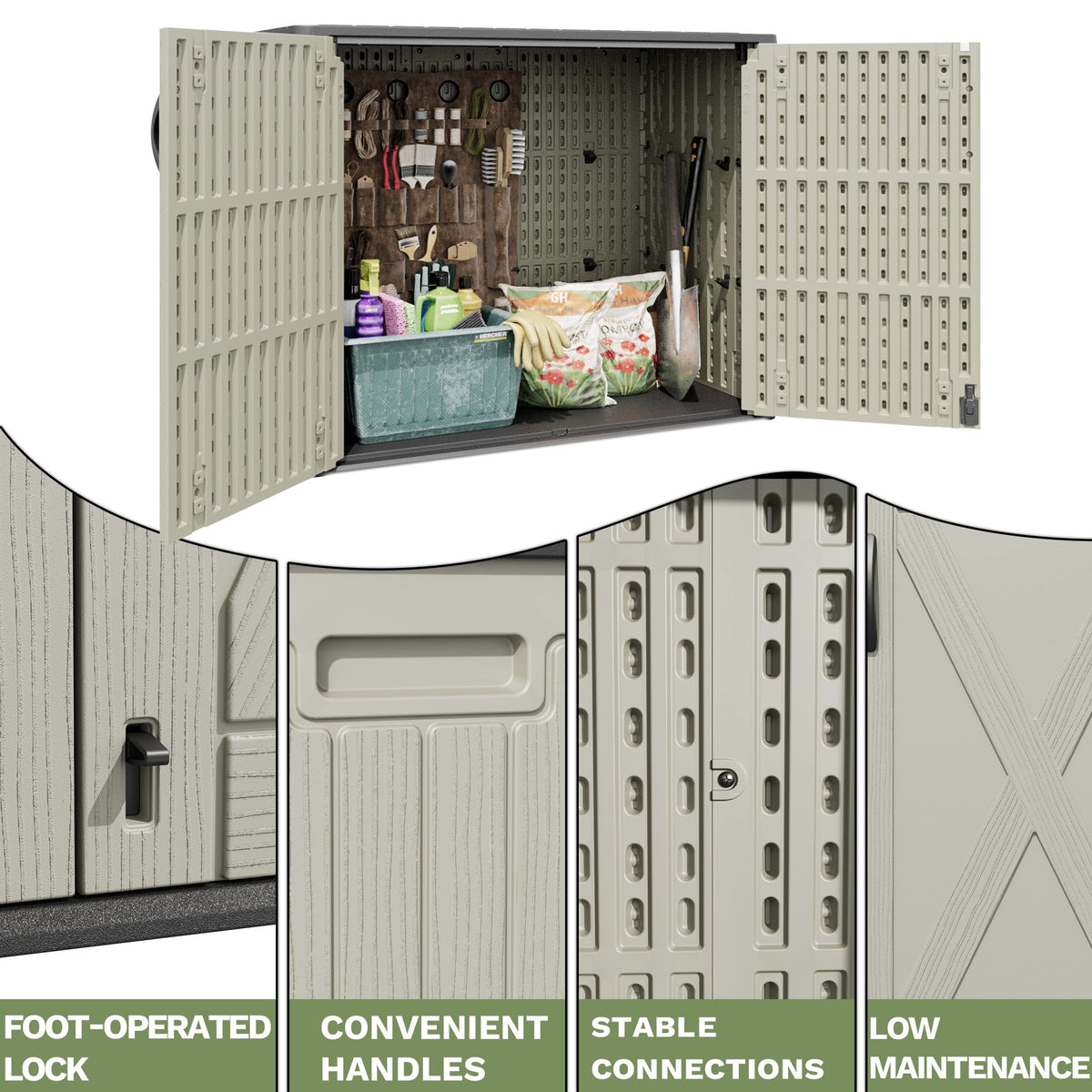 Patiowell 25 Cu.ft Outdoor Storage Cabinet, Beige