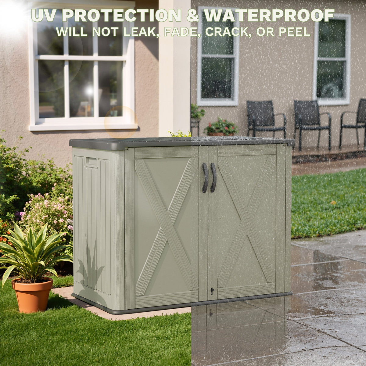 Patiowell 25 Cu.ft Outdoor Storage Cabinet, Beige