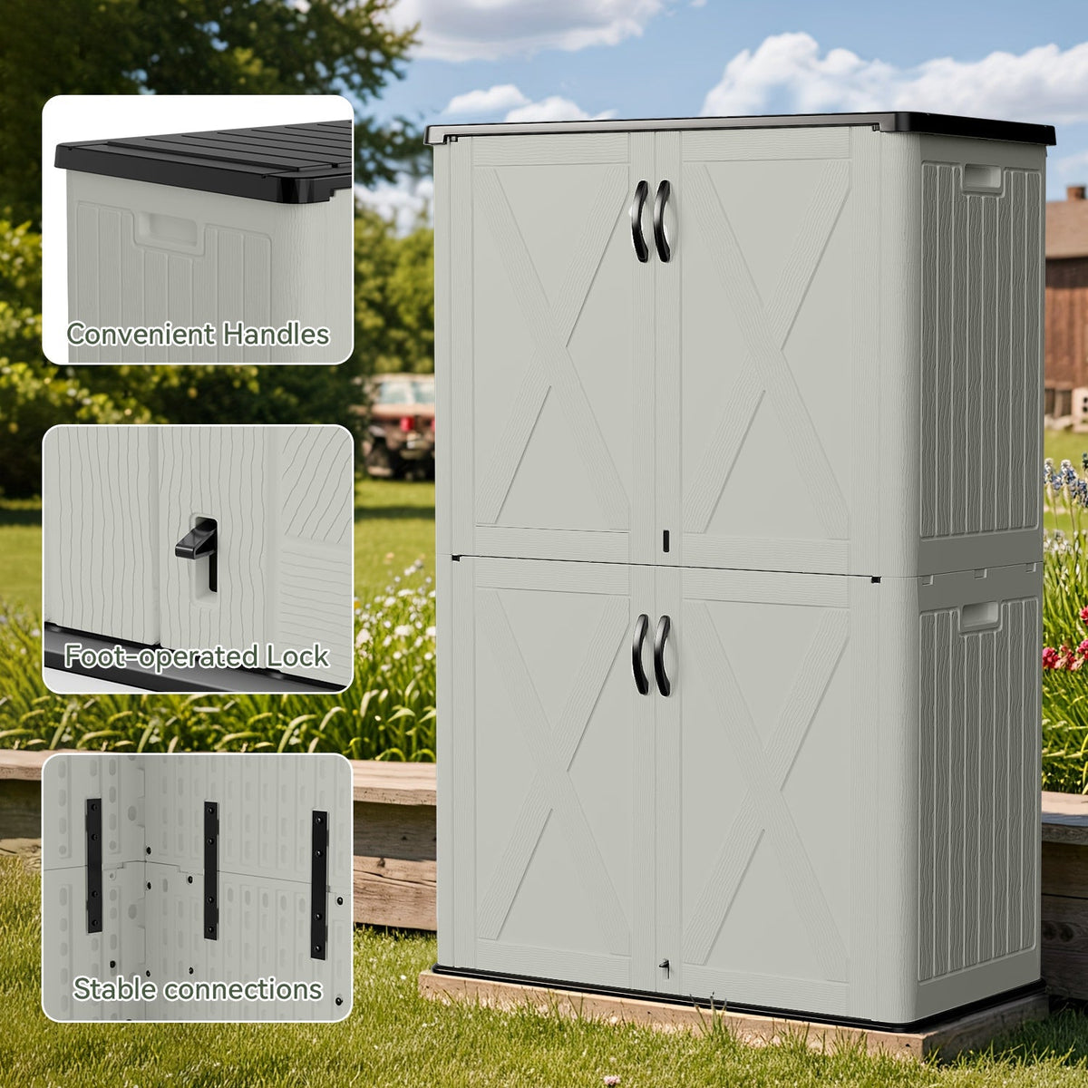 Patiowell 50 Cu.ft Outdoor Storage Cabinet, Beige