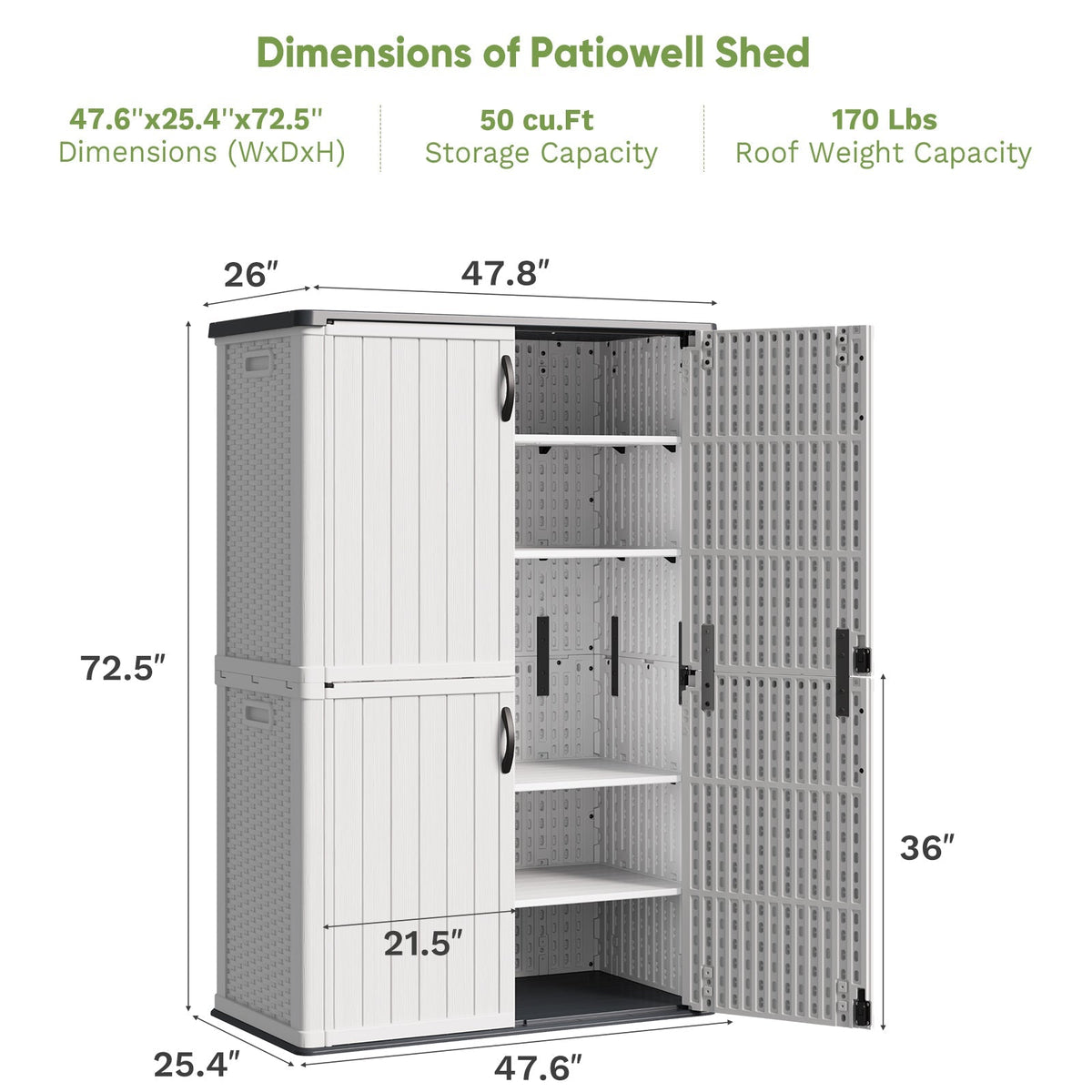 Patiowell 50 Cu Ft Plastic Cabinet, White